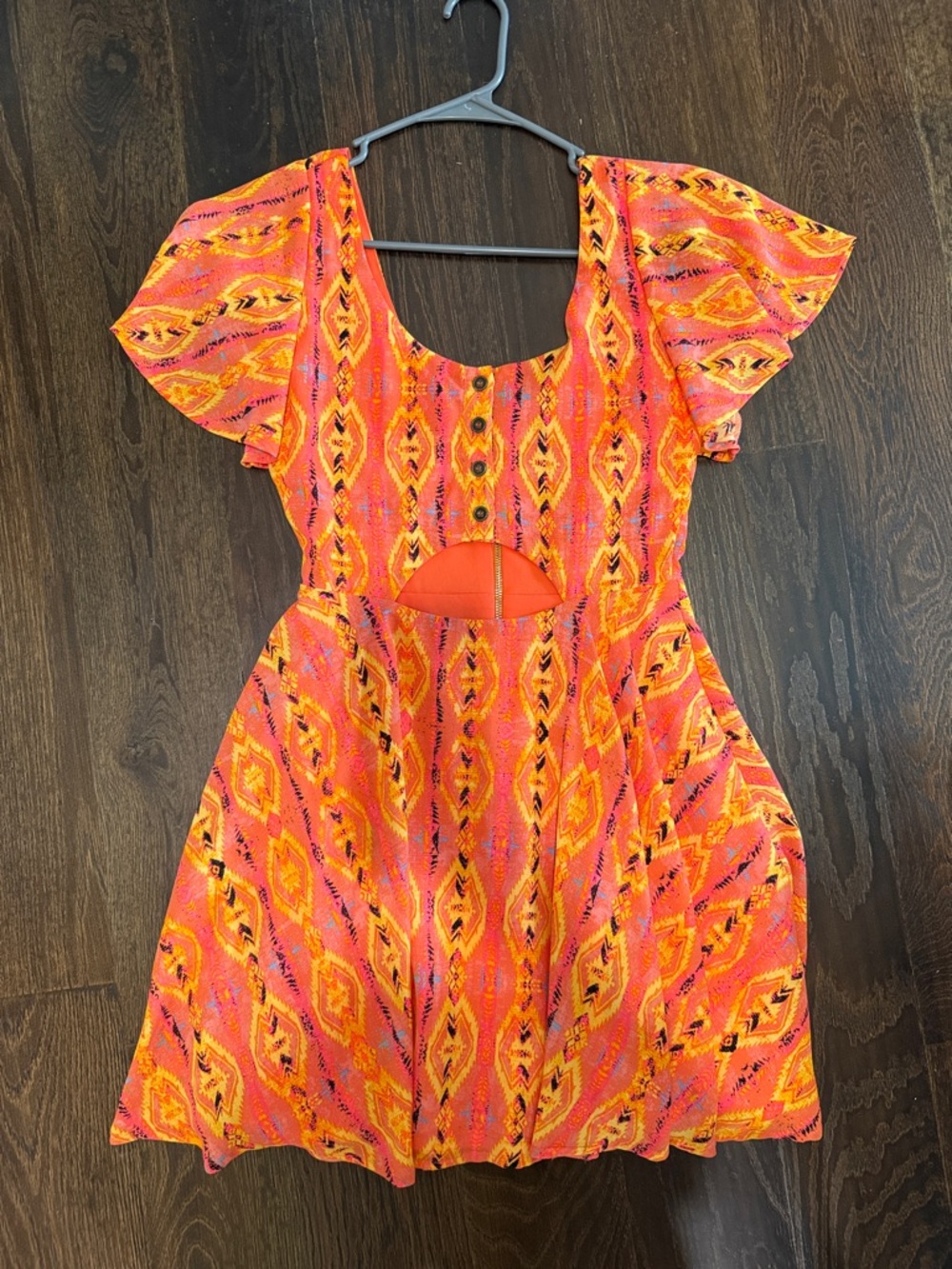 Gianni Bini Vibrant Orange Dress with Pink Trim